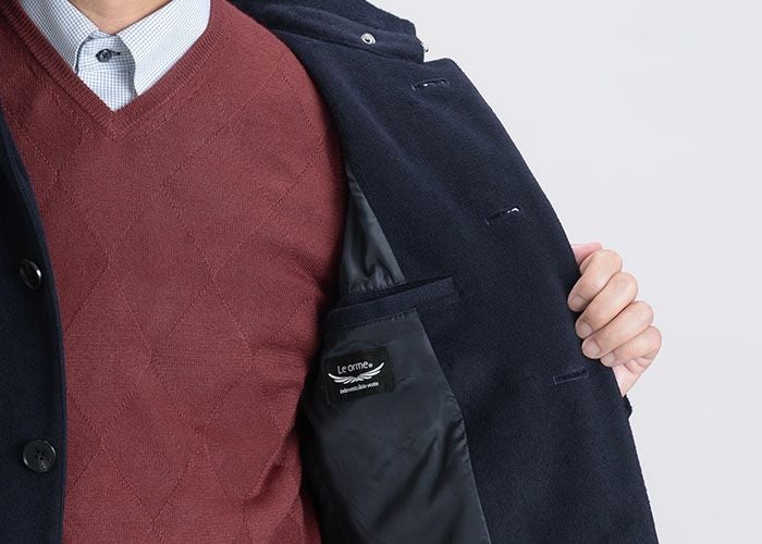 コート メンズ スリム ビジネスコート 衿高 ナポレオンカラー メルトン