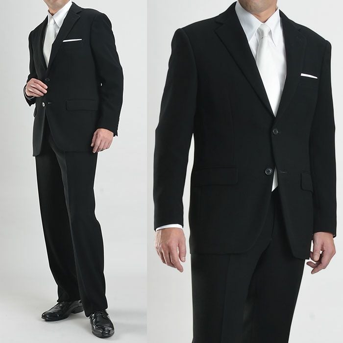 礼服 メンズ ストレッチ 濃染加工 喪服 フォーマルスーツ ブラック
