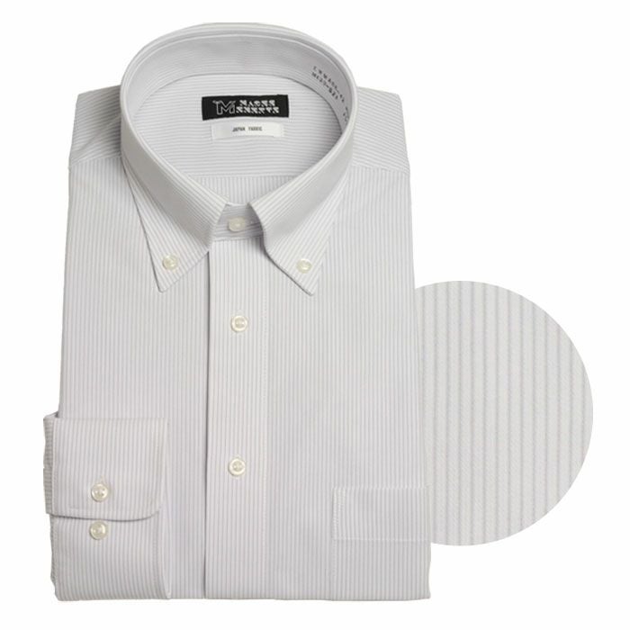 Ｍ：ボタンダウン/グレーストライプ